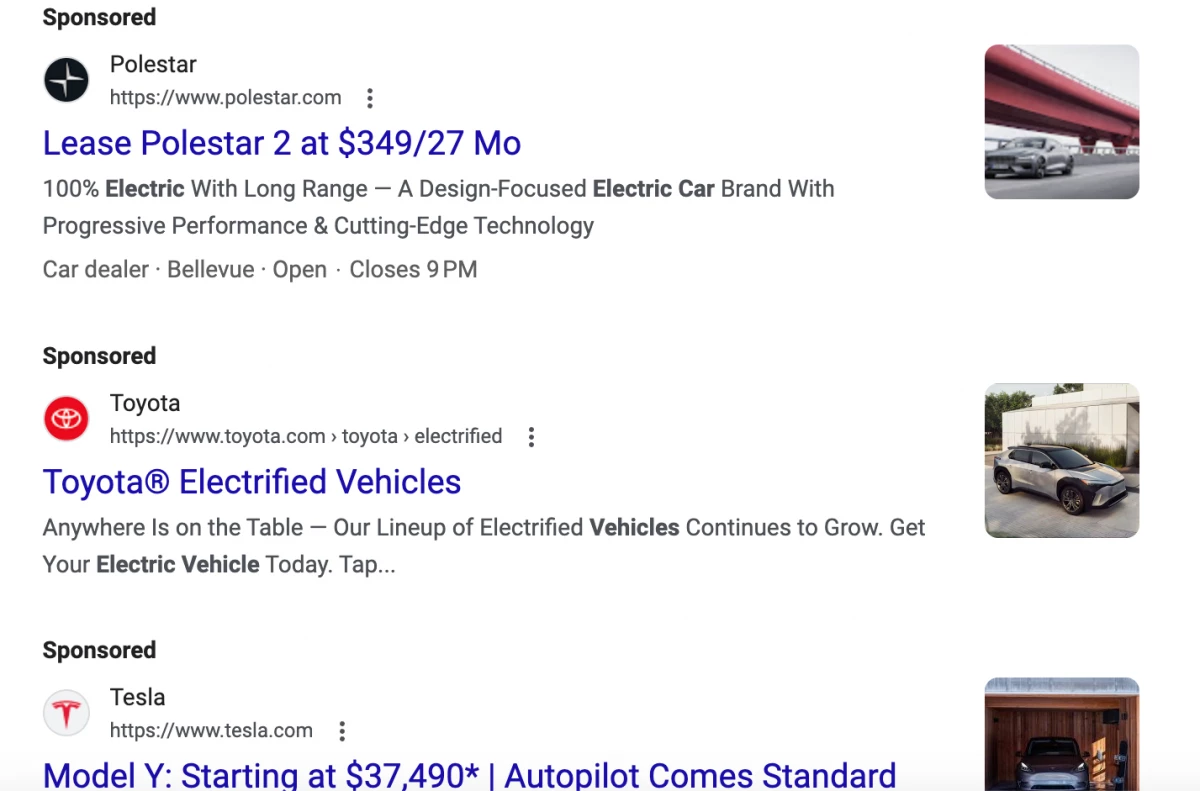screenshot of a sponsored ads online