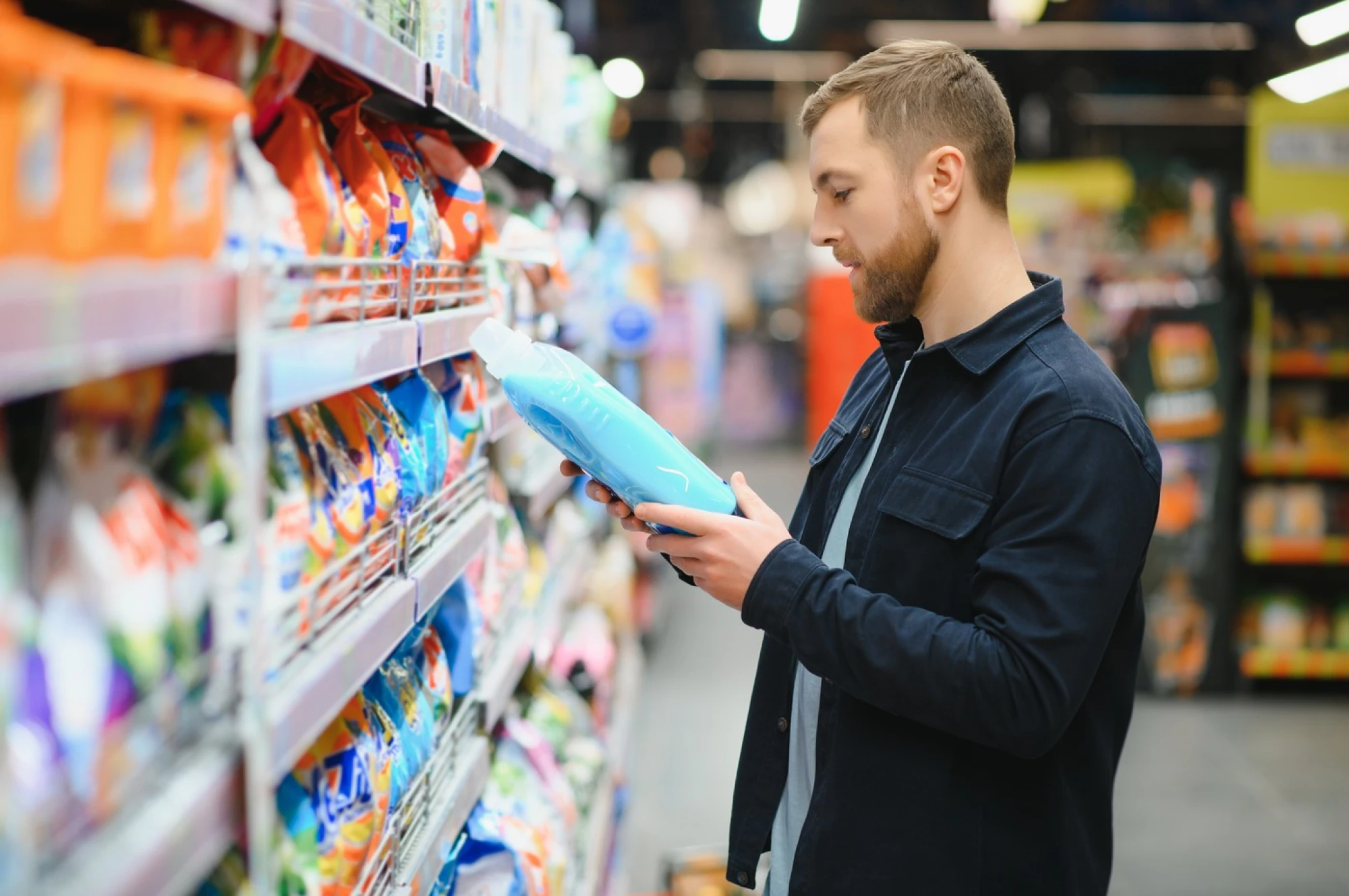 Man shopping in a grocery store