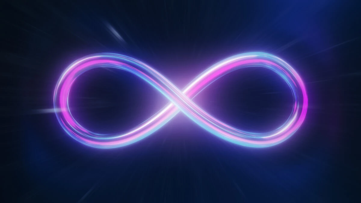Infinity symbol in bright purple for Meta Adobe Stock