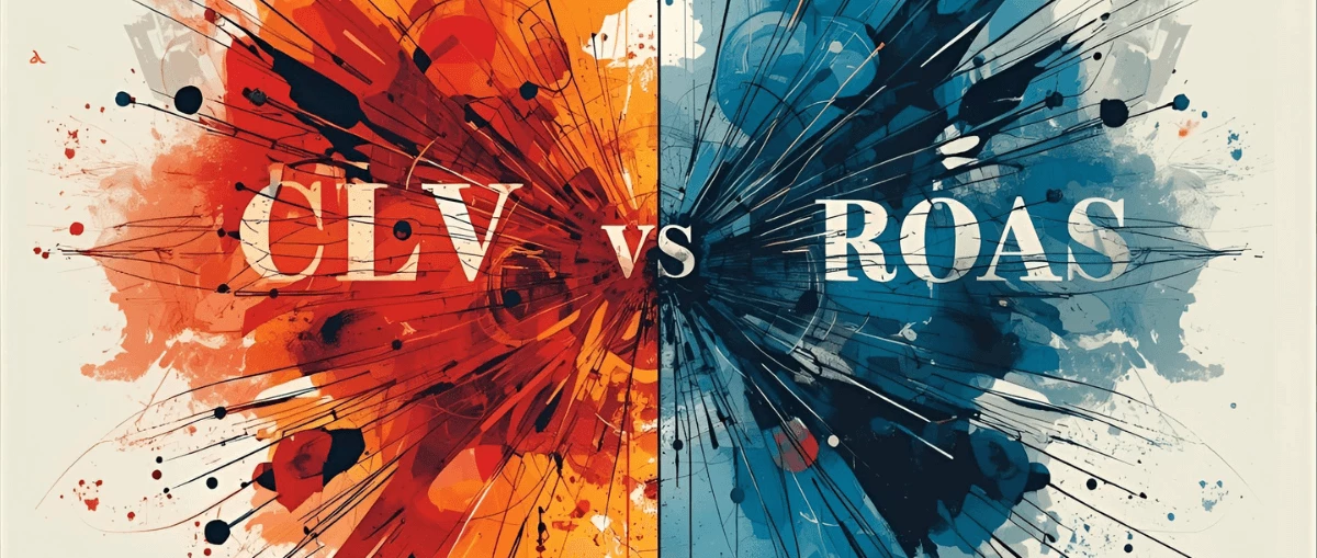 CLV vs ROAS in red and blue paint blobs