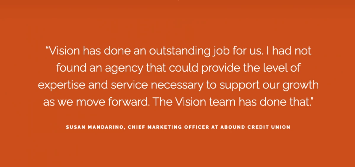 Abound Credit Union testimonial for Vision Media